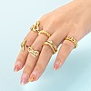 6Pcs 6 Styles Adjustable Brass Micro Pave Clear Cubic Zirconia Cuff Rings RJEW-LS0001-21G-6