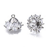 Brass Inlaid Clear Cubic Zirconia Charms ZIRC-S069-001P-2