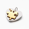 Valentine's Couple Jewelry Lovers 304 Stainless Steel Heart with Puzzle Jigsaw Split Pendants STAS-E090-46G-1
