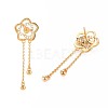 Brass Micro Pave Clear Cubic Zirconia Stud Earring Findings KK-S364-132-5