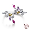 Rhodium Plated 925 Sterling Silver Open Finger Rings RJEW-A019-51P-3