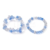 2Pcs 2 Style Glass Braided Beaded Flower Stretch Rings Set for Women RJEW-JR00592-5