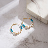 Synthetic Turquoise & Natural Freshwater Pearl & 925 Sterling Silver Hoop Earrings for Women EJEW-G412-03G-4