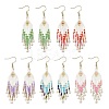 304 Stainless Steel Glass Seed Beads Arrow Dangle Earrings EJEW-MZ00554-2