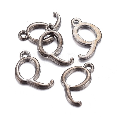 Gunmetal Plated Alloy Letter Pendants PALLOY-P097-03-Q-1