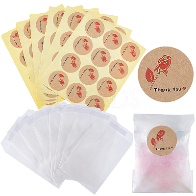 120Pcs Flat Translucent Glassine Waxed Paper Treat Bags Cookie Bags STIC-CP0001-11C-1