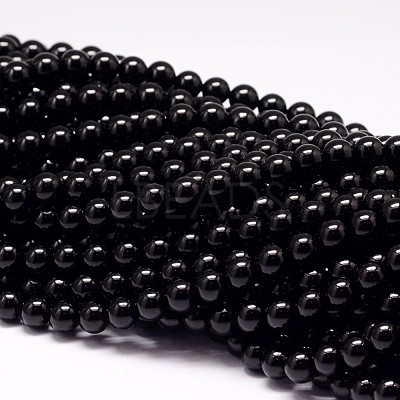 Natural Black Tourmaline Beads Strands X-G-P132-16-8mm-1