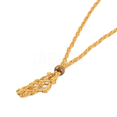 Braided Waxed Cord Empty Macrame Pouch Slider Necklace Making FIND-C061-01G-1