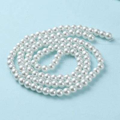 White Glass Pearl Round Loose Beads For Jewelry Necklace Craft Making X-HY-8D-B01-1
