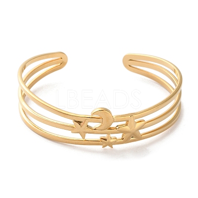 304 Stainless Steel Cuff Bangles for Women BJEW-K263-05G-01-1