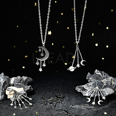 12Pcs 6 Style 201 Stainless Steel Pendants STAS-SC0003-02-1