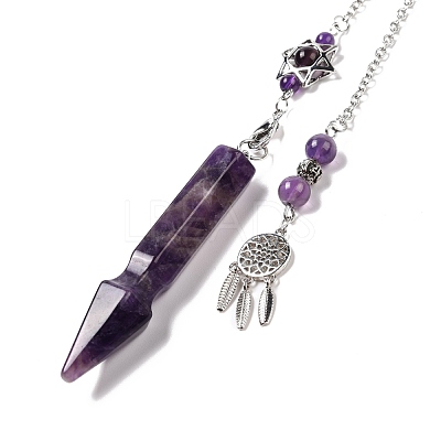 Natural Amethyst Pointed Dowsing Pendulums G-I322-01P-08-1