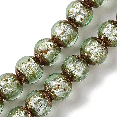 Handmade Gold Sand Lampwork Beads Strands LAMP-P062-01F-1