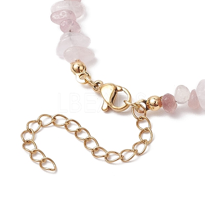 Natural Rose Quartz Chip Beaded Bracelets for Women BJEW-JB11742-11-1
