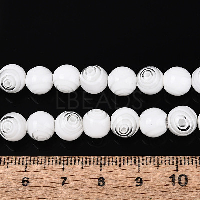 Handmade Millefiori Glass Round Beads Strands LK-R004-93E-1