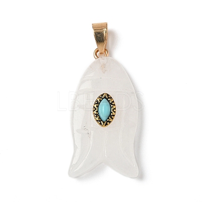 Natural Quartz Crystal & Synthetic Turquoise Carved Pendants X-G-Z084-01G-01-1