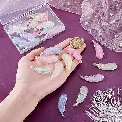 24Pcs 6 Colors UV Plating Acrylic Pendants FIND-PH0027-34B-1