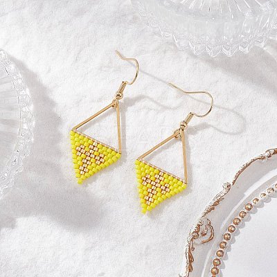 Handmade Glass Seed Beads Dangle Earrings EJEW-MZ00542-01-1