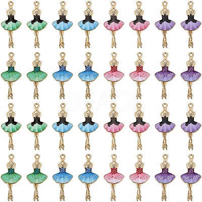 32Pcs 8 Colors Printed Alloy Pendants ENAM-SC0005-39-1