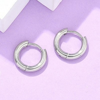 Tarnish Resistant 304 Stainless Steel Huggie Hoop Earrings X-EJEW-F111B-13mm-P-1