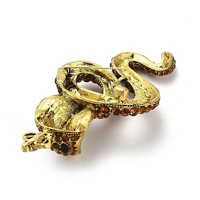 Snake Rhinestone Brooch Pin JEWB-A034-08AG-1