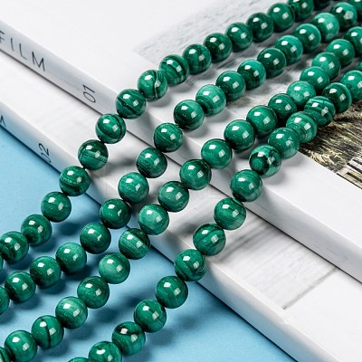 Natural Malachite Beads Strands G-O166-07A-6mm-1