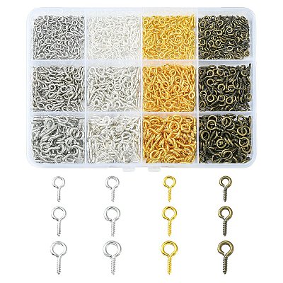 1200Pcs 12 Style Iron Screw Eye Pin Peg Bails IFIN-YW0001-79-1