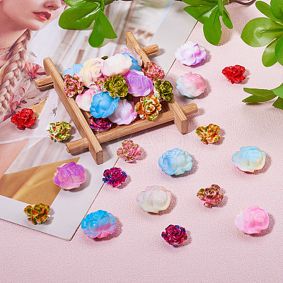 54Pcs 9 Styles Opaque Resin Beads RESI-TA0003-10-1