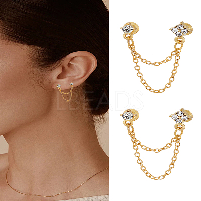 1 Pair Zinc Alloy with Crystal Rhinestone Stud Earrings for Women EJEW-LP0004-69G-1