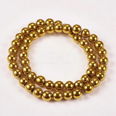 Electroplate Non-magnetic Synthetic Hematite Beads Strands G-J169A-8mm-04-1