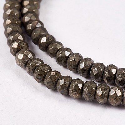 Natural Pyrite Beads Strands G-L051-4x3mm-01-1