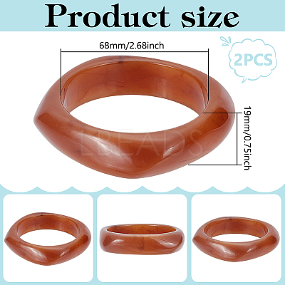 2Pcs Imitation Marble Acrylic Bangle for Women BJEW-UN0001-69C-1