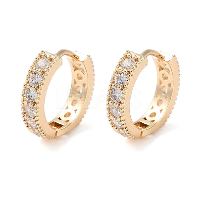 Brass Micro Pave Clear Cubic Zirconia Hoop Earrings EJEW-S234-05G-1