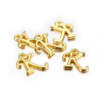 Golden Plated Alloy Letter Pendants X-PALLOY-J718-01G-K-1
