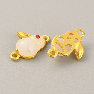 Glass Alloy Connector Charms ENAM-WH0001-12KCG-B-1