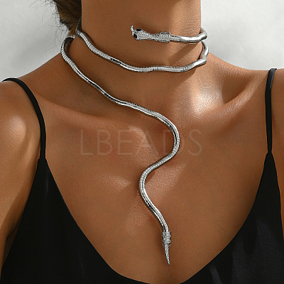 Iron Snake-Shaped Coil Choker Necklaces LS-NJ6393-2-1