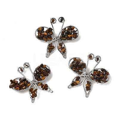 Butterfly Natural Tiger Eye Brooch G-A278-02P-02-1