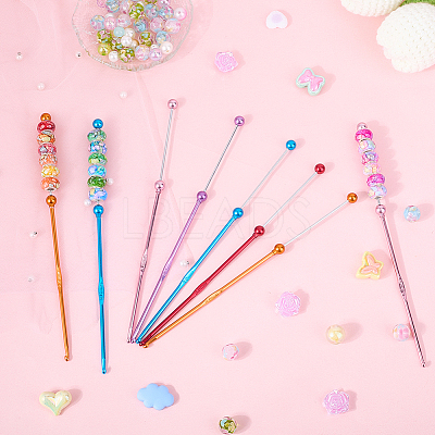 8Pcs 5 Colors DIY Alloy Beadable Crochet Hooks AJEW-CP0006-89-1