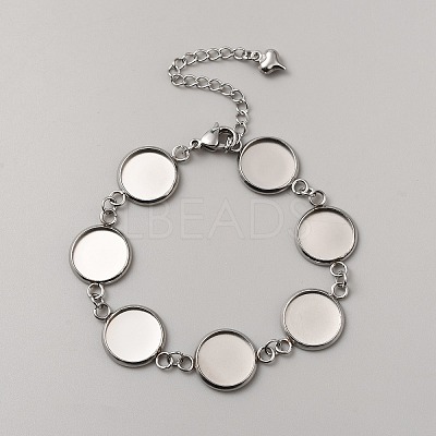 Flat Round Stainless Steel Link Chain Bracelet Making FIND-WH0161-44P-1