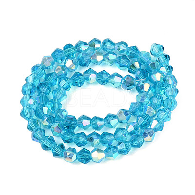 AB Color Plated Transparent Glass Beads Strands GLAA-G127-01-02N-1