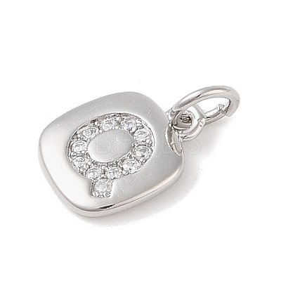 Rack Plating Brass Micro Pave CLear Cubic Zirconia Charms KK-E110-14P-Q-1