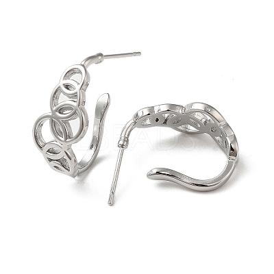 Brass Ring Stud Earrings EJEW-C070-01P-1