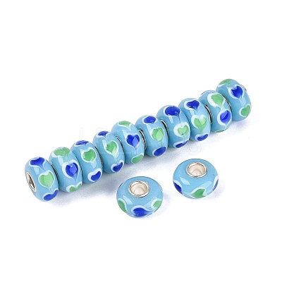 Handmade Lampwork & Brass Core European Beads LAMP-N044-04S-02-1