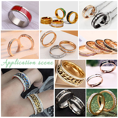 14pcs 7 size Unisex Stainless Steel Grooved Finger Ring Sets RJEW-UN0002-65MC-1
