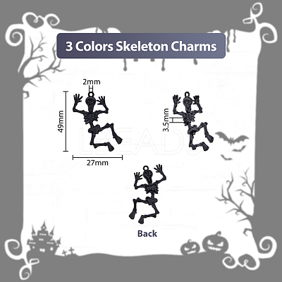 12Pcs 3 Colors Halloween Alloy Pendants FIND-DC0003-08-1