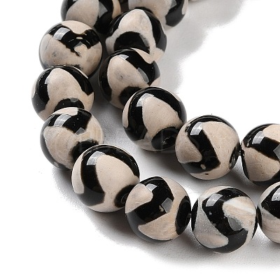 Natural Tibetan Wave Pattern dZi Agate Beads Strands G-B084-A02-01-1