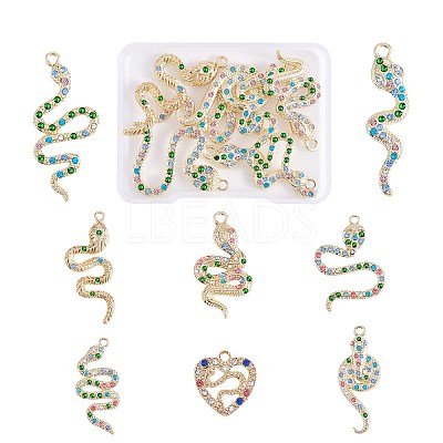 16 Pieces Alloy Snake Charms Pendant Cubic Zirconia Snake Charm Animal Pendant Mixed Color for Jewelry Necklace Earring Making Crafts JX732A-1