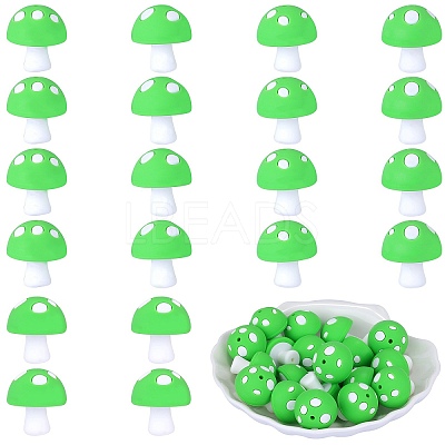 20Pcs Mushroom Silicone Focal Beads JX901F-1