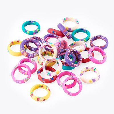 30Pcs Handmade Polymer Clay Finger Rings RJEW-TA0001-11B-1
