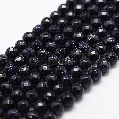 Synthetic Blue Goldstone Beads Strands G-D840-14-4mm-1